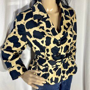 Grace Animal Print Belted Jacket Sz 12 Giraffe